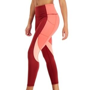 IDEOLOGY Women's High Rise Colorblock Leggings XXL Red Pear